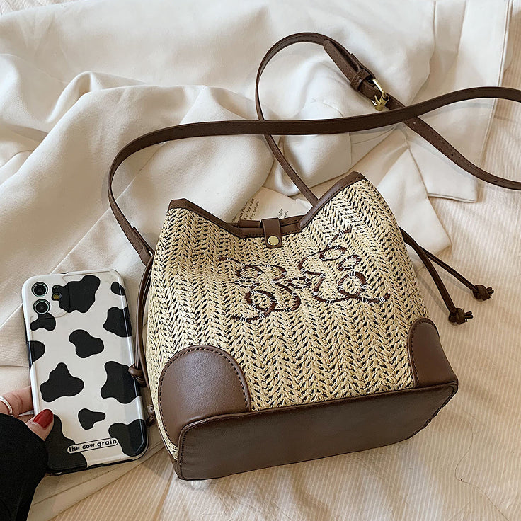Woven Straw Beach Tote Handbag