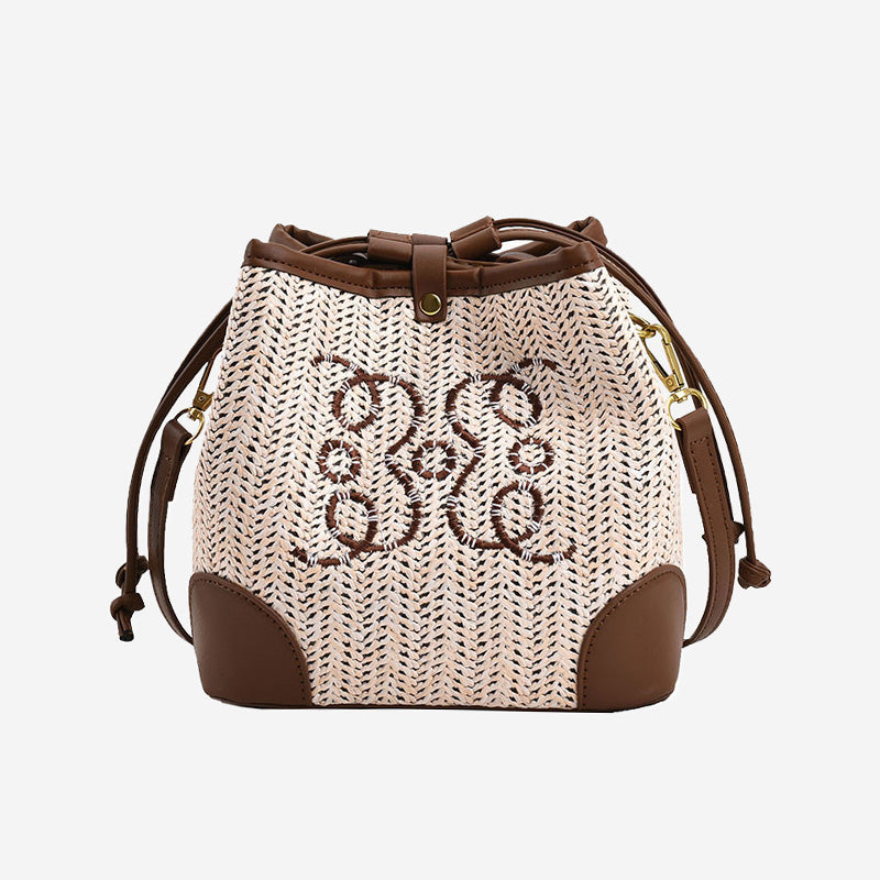 Woven Straw Beach Tote Handbag
