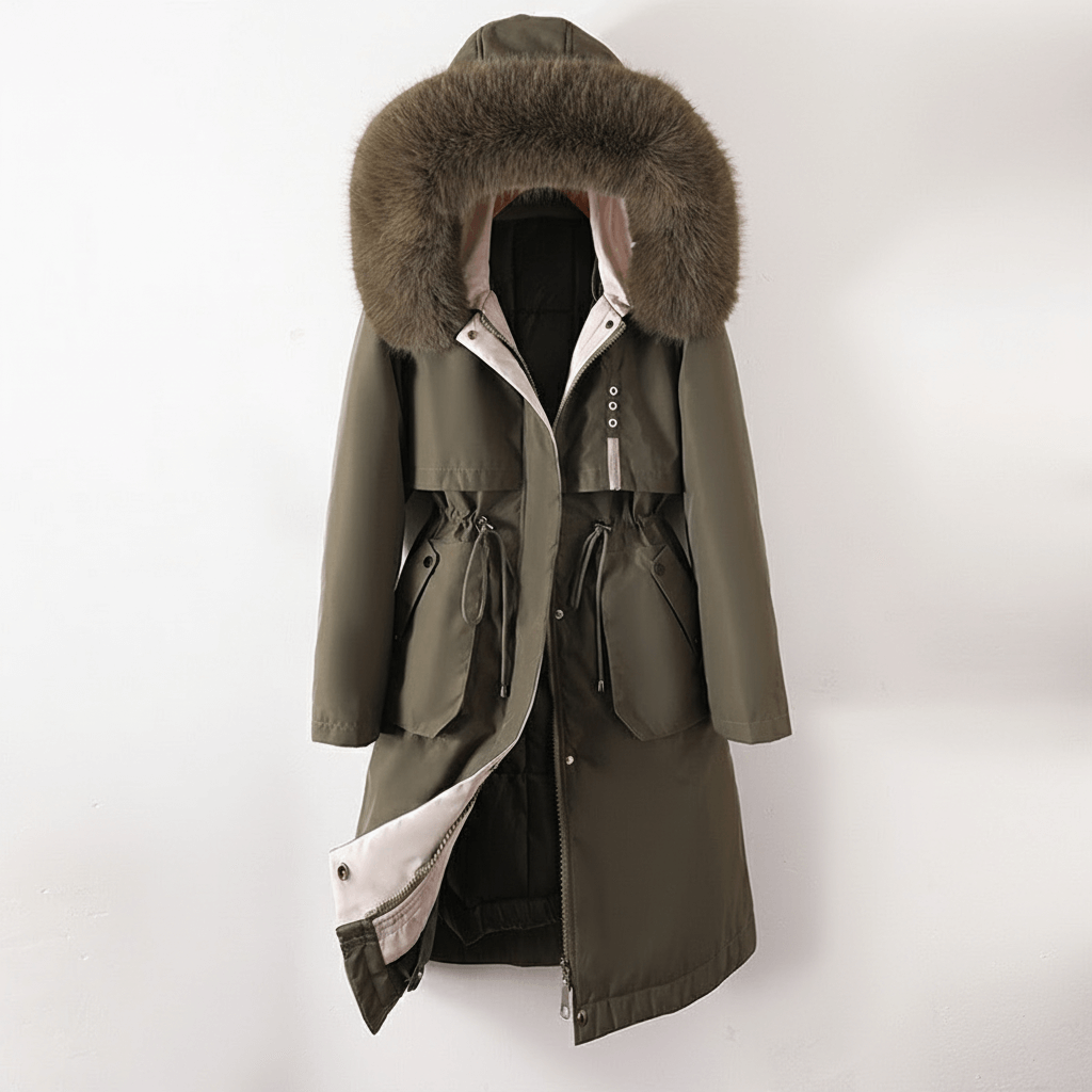 Stylish ladies' knee-length quilted parka