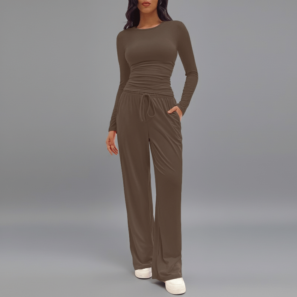 Cosy Long‑Sleeve Wide‑Leg Lounge Set