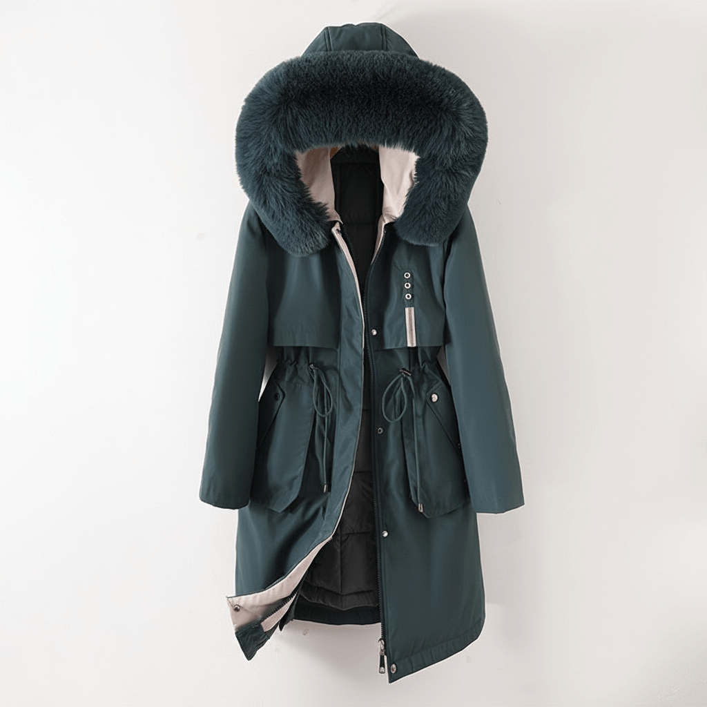 Stylish ladies' knee-length quilted parka