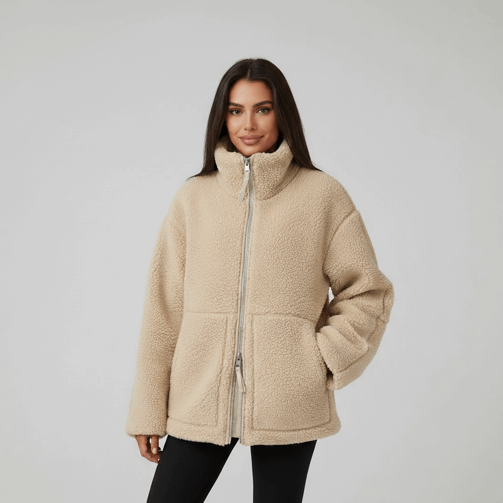 High‑Neck Wool Coat, Tailored for Windy Days