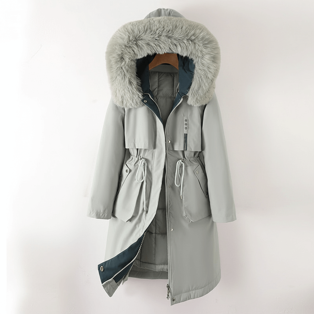 Stylish ladies' knee-length quilted parka