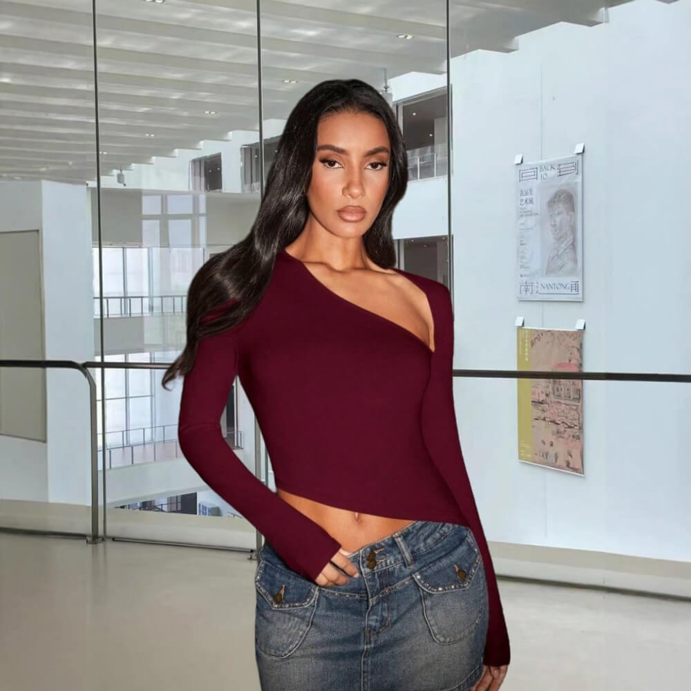 Solid-Color Pullover T-Shirt (Warm color)