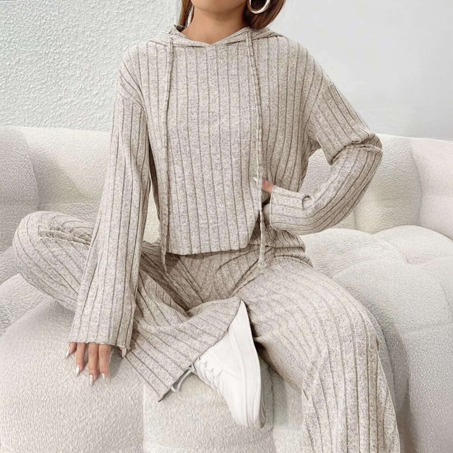 Striped Oversized Hooded Sweatshirt