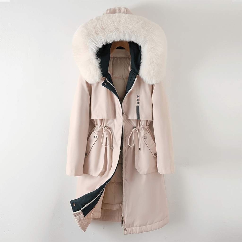 Stylish ladies' knee-length quilted parka