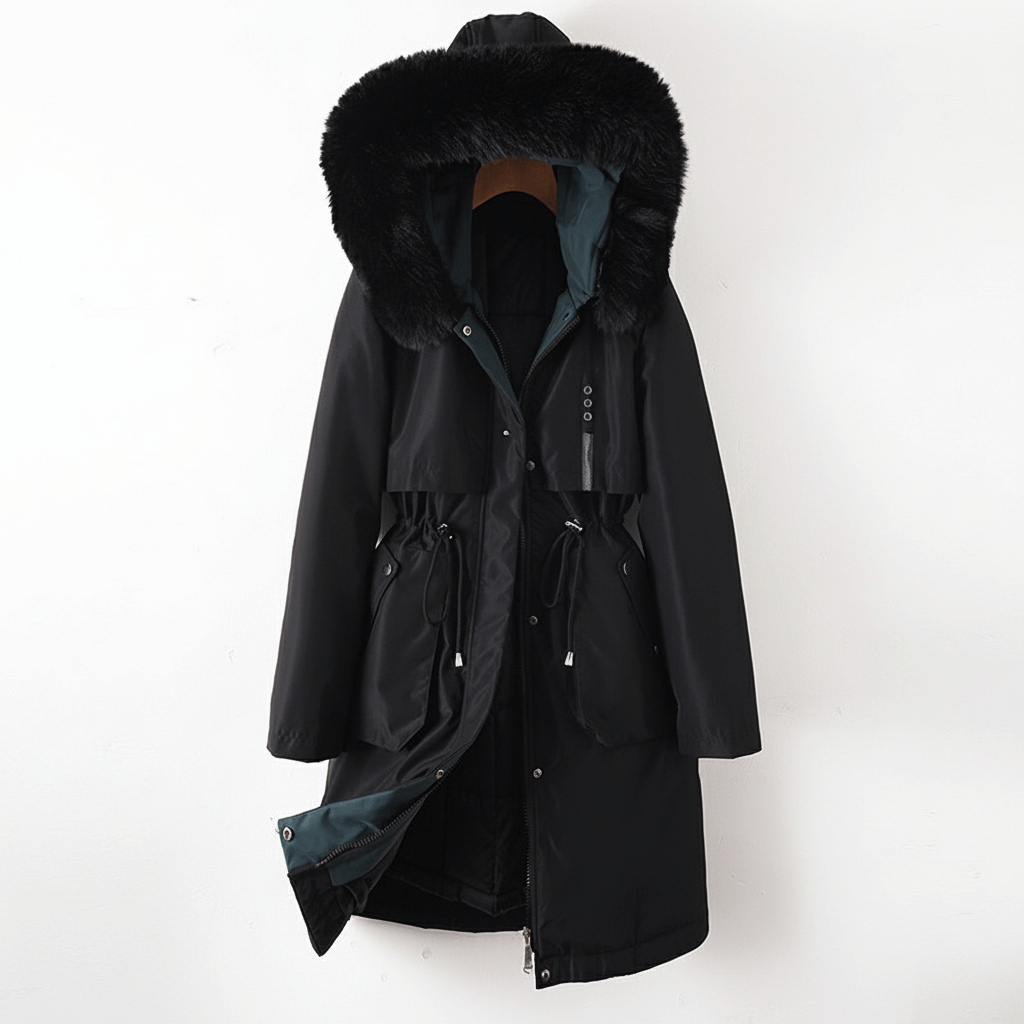 Stylish ladies' knee-length quilted parka