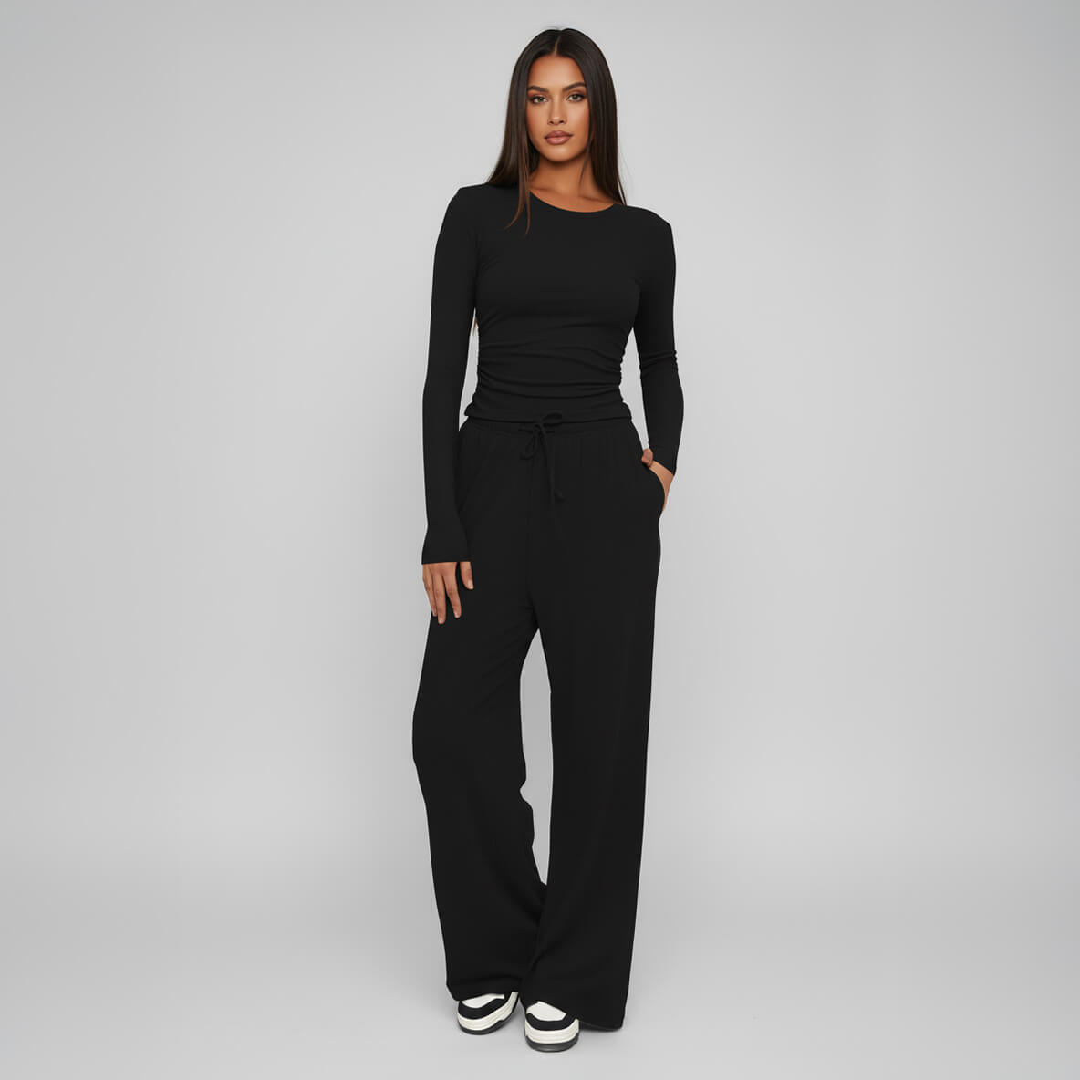 Cosy Long‑Sleeve Wide‑Leg Lounge Set