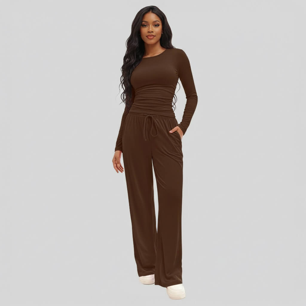 Cosy Long‑Sleeve Wide‑Leg Lounge Set