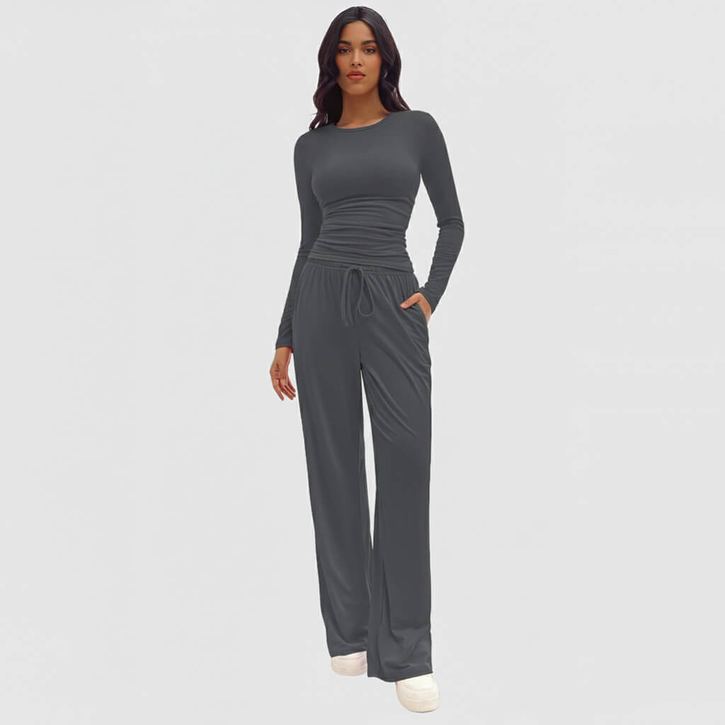Cosy Long‑Sleeve Wide‑Leg Lounge Set