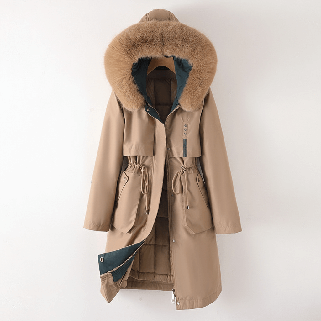 Stylish ladies' knee-length quilted parka