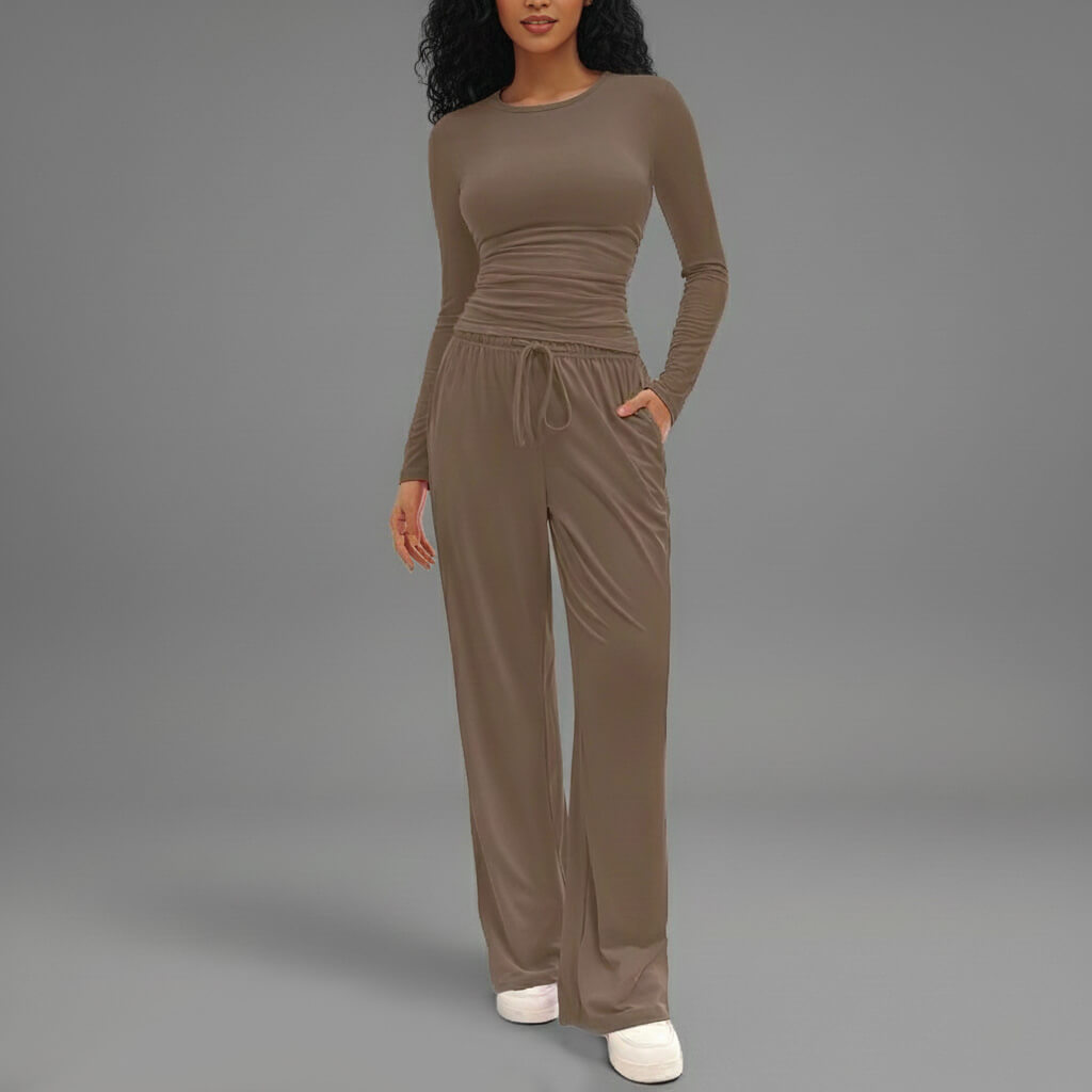 Cosy Long‑Sleeve Wide‑Leg Lounge Set