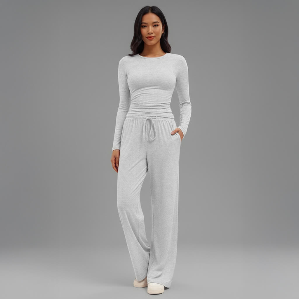 Cosy Long‑Sleeve Wide‑Leg Lounge Set