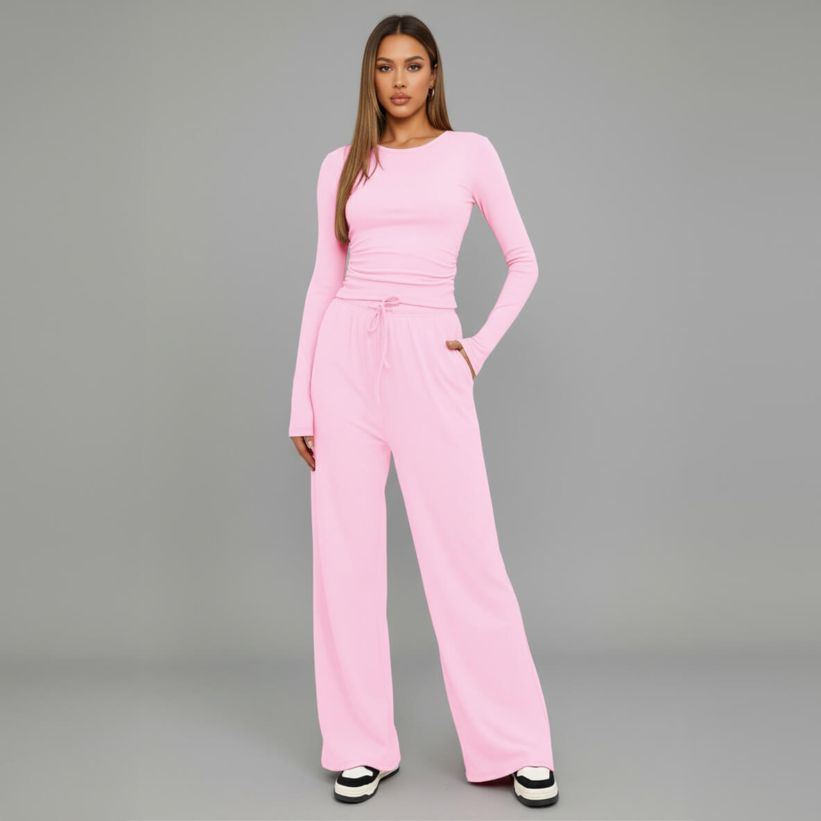 Cosy Long‑Sleeve Wide‑Leg Lounge Set
