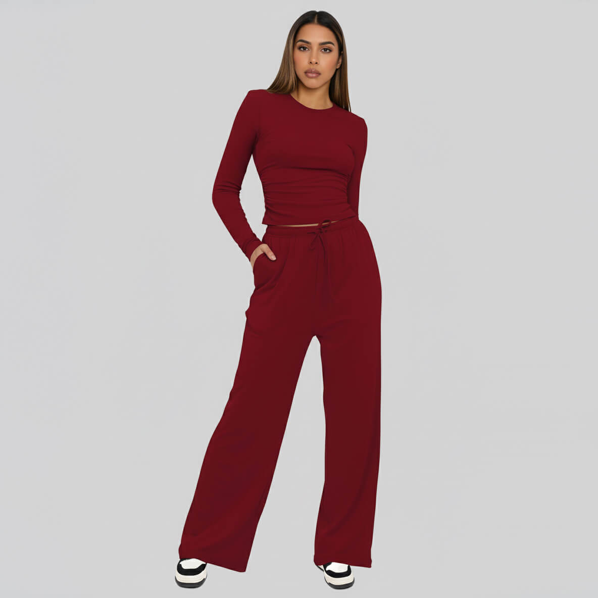 Cosy Long‑Sleeve Wide‑Leg Lounge Set