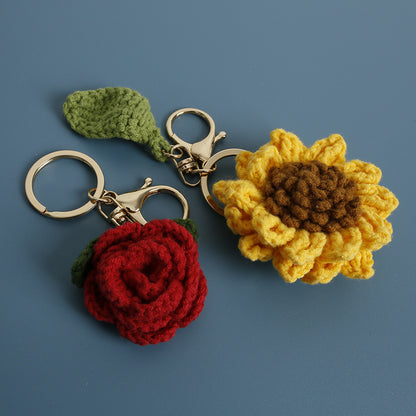 Hand-Woven Crochet Flower Keyring