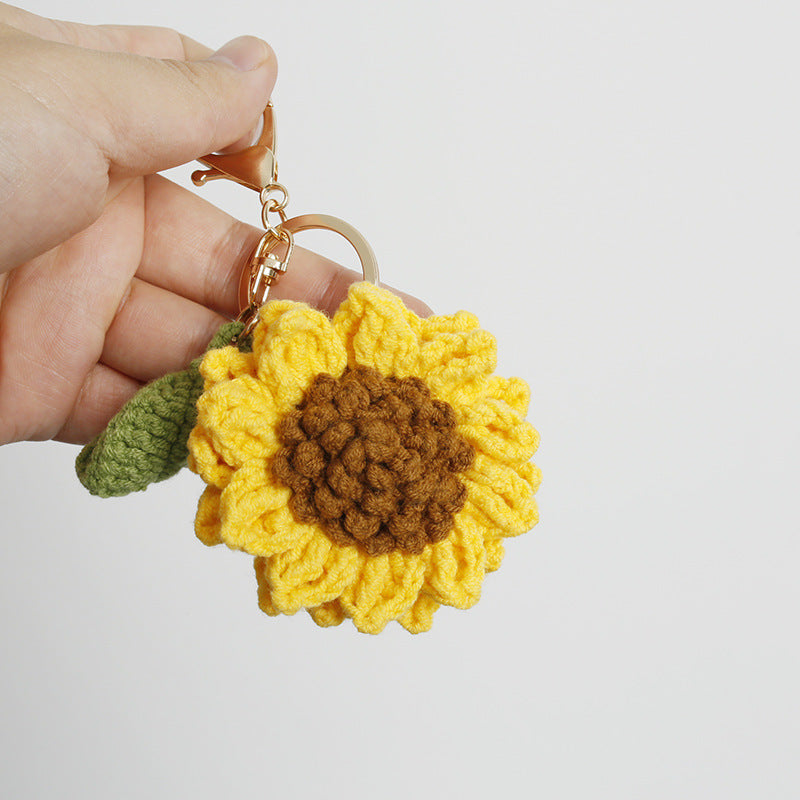 Hand-Woven Crochet Flower Keyring