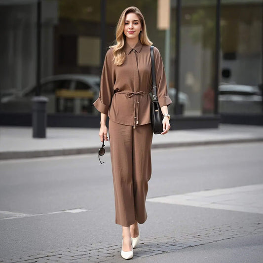 Kimono Style Brown Lounge Set