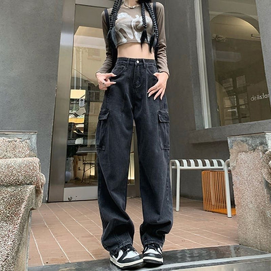 Classic Denim Pants Ladies' Fall Charcoal Navy
