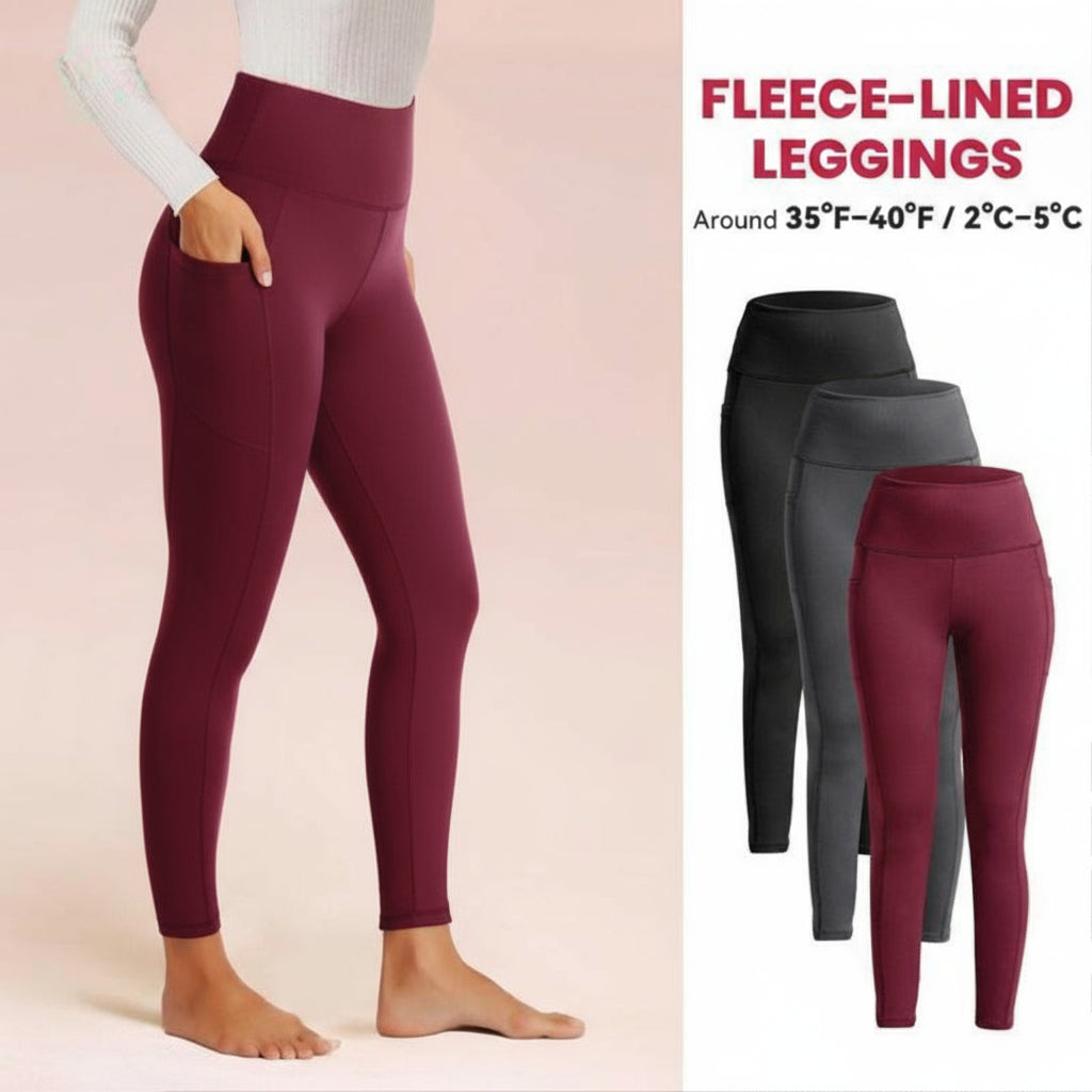 High Waisted Warm Fleece Lined Leggings