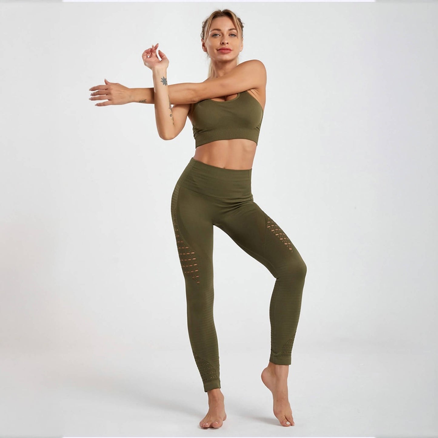[Sets] Activewear Stretch Seamless Bralette Low Impact Gym Set