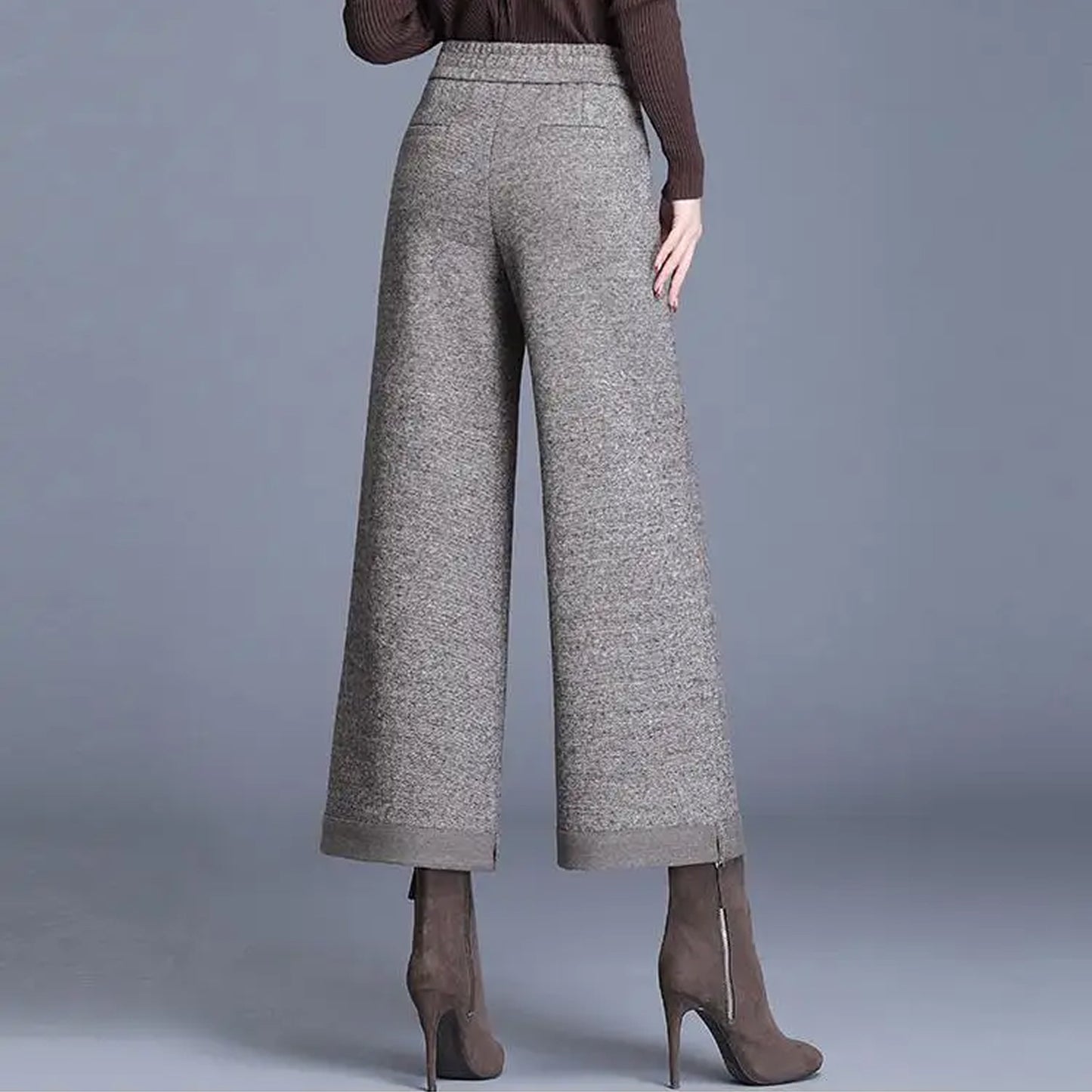 Cozy Knit Flared Trousers Ladies' Tall Waist Short Pants