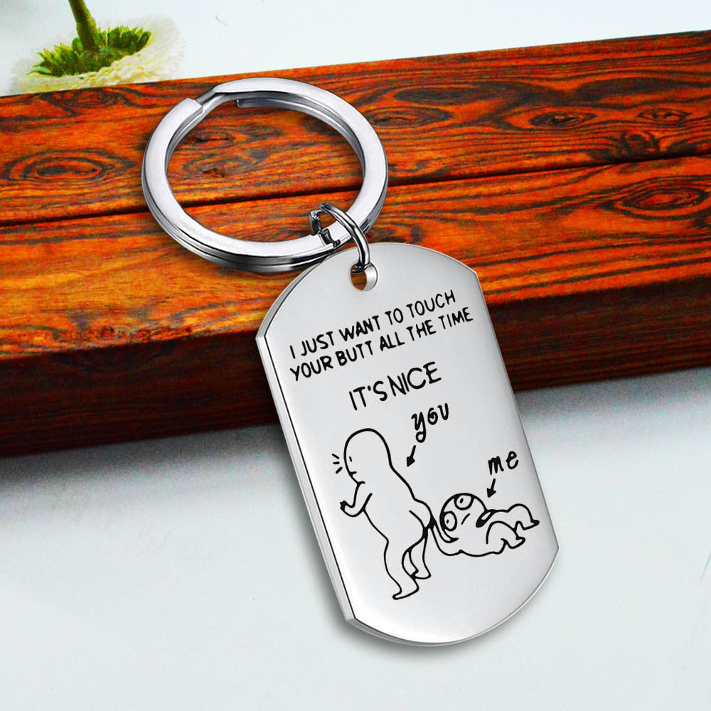 Funny 'Touch Your Butt' Couples Keyring Gift
