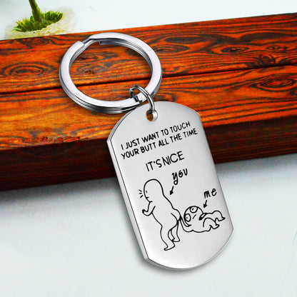 Funny 'Touch Your Butt' Couples Keyring Gift