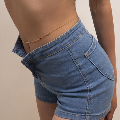 Chic Minimalist One-Layer Metallic Link Waistband