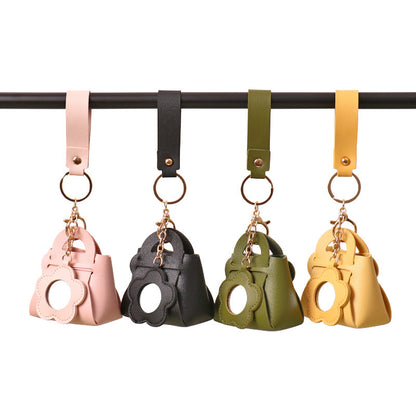 Mini Handbag Keyring with Flower Mirror
