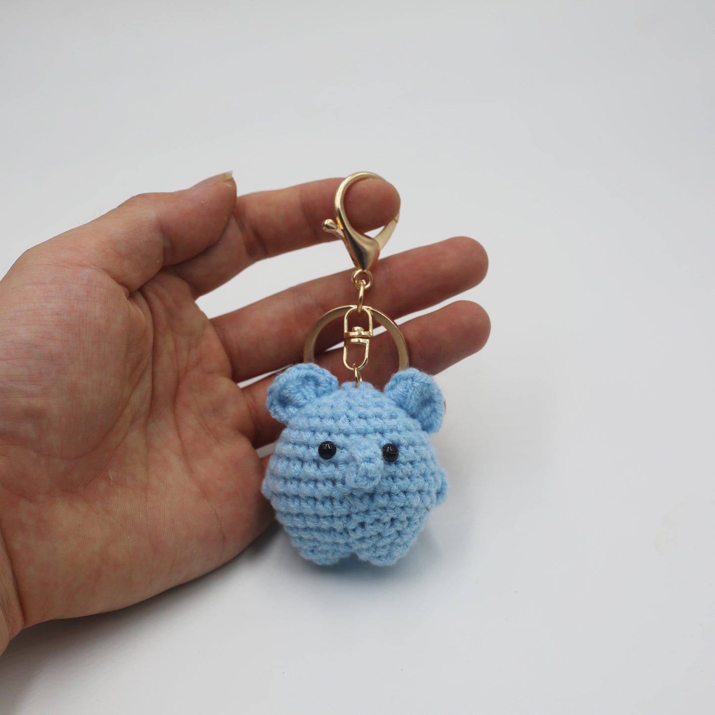 Crocheted Wool Animal Keyring — Elephant
