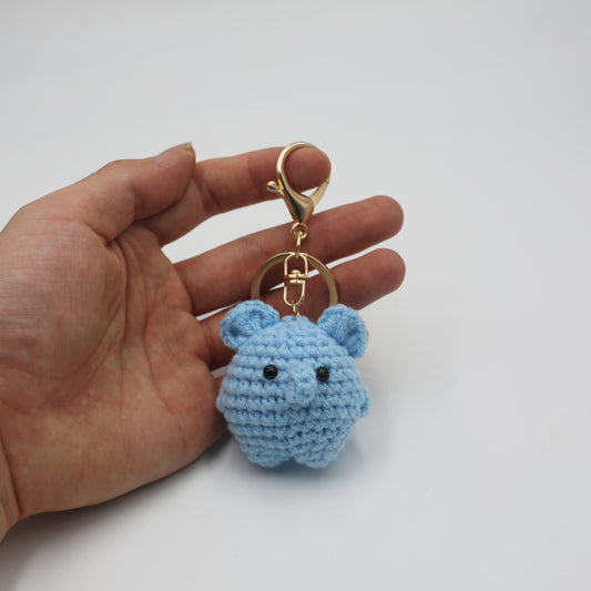 Crocheted Wool Animal Keyring — Elephant