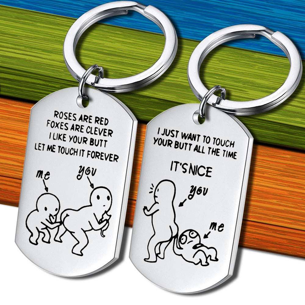 Funny 'Touch Your Butt' Couples Keyring Gift