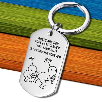 Funny 'Touch Your Butt' Couples Keyring Gift