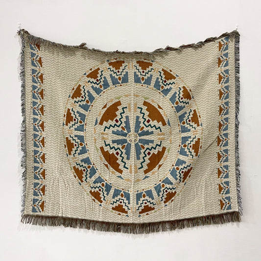 Boho Woven Throw for Sofa or Wall Hanging — Heritage Aztec Motif