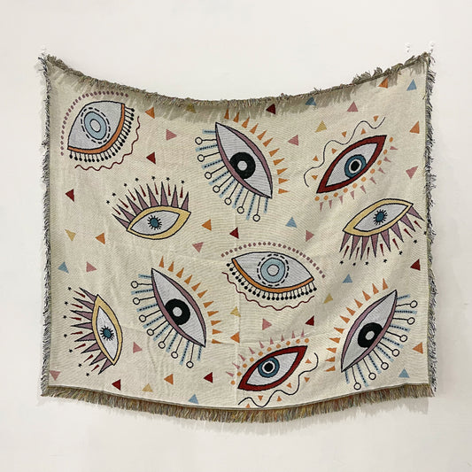 Boho Woven Throw for Sofa or Wall Hanging — Boho Eye Motif