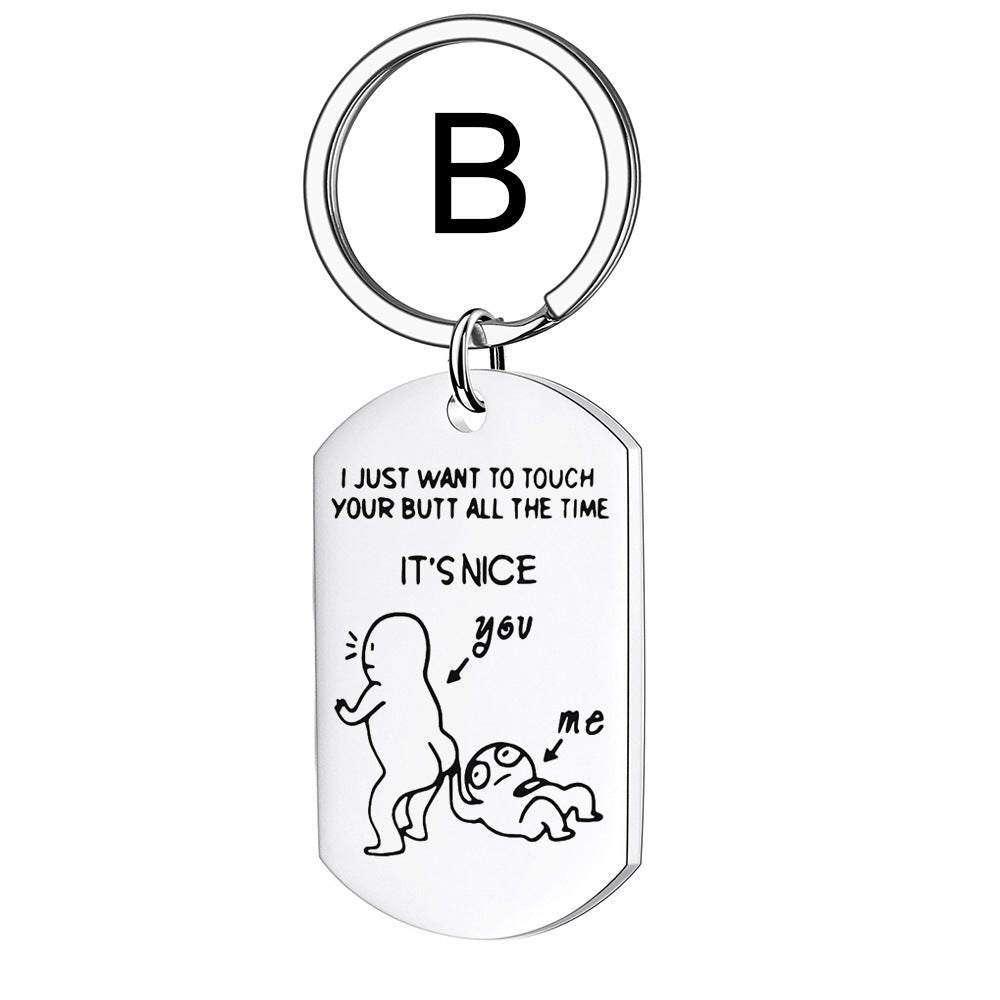 Funny 'Touch Your Butt' Couples Keyring Gift