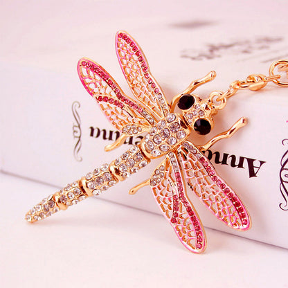 Sparkling Diamanté Bag Charm & Keyring — Dragonfly