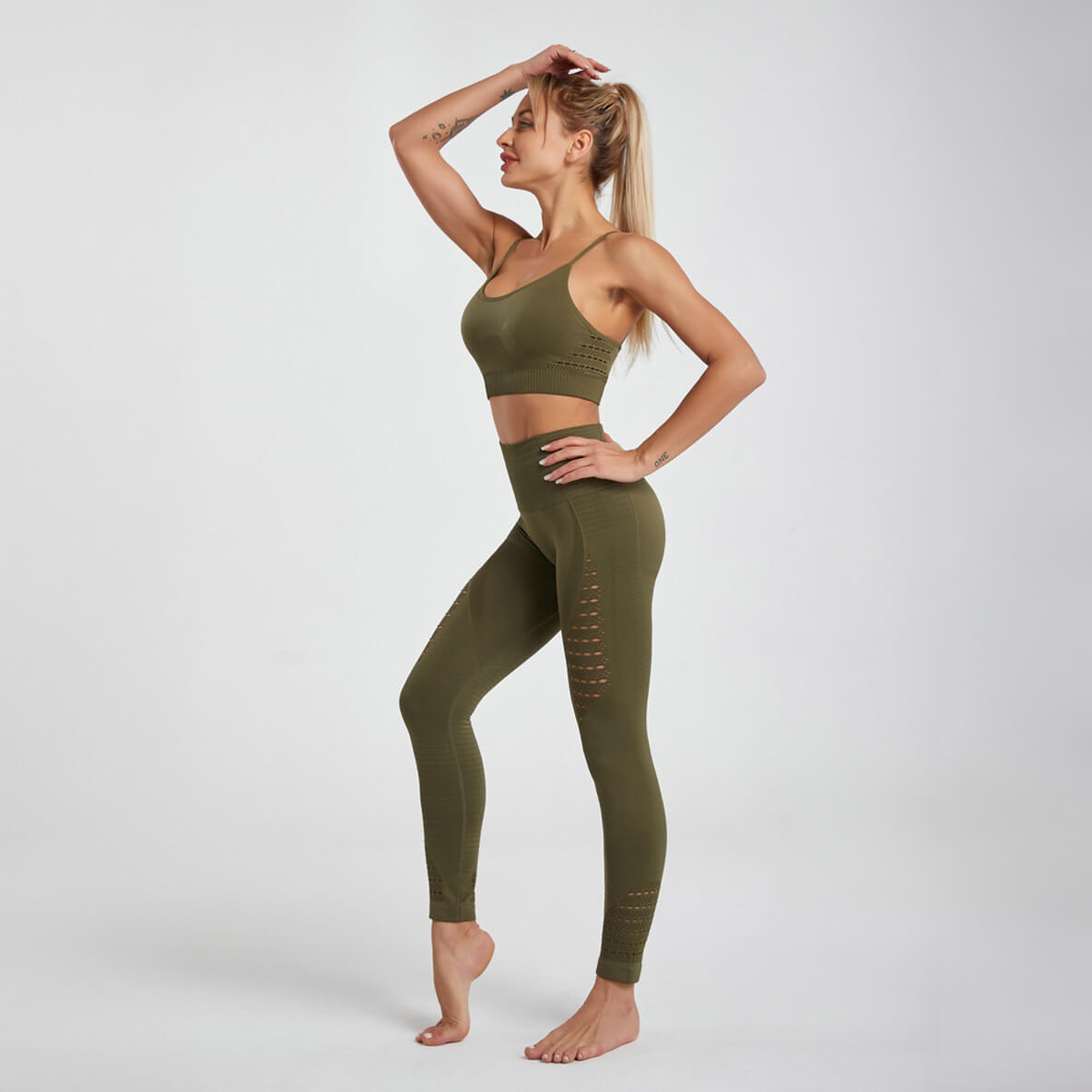 [Sets] Activewear Stretch Seamless Bralette Low Impact Gym Set