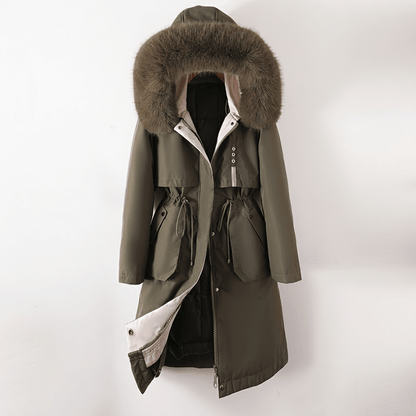 Stylish ladies' knee-length quilted parka