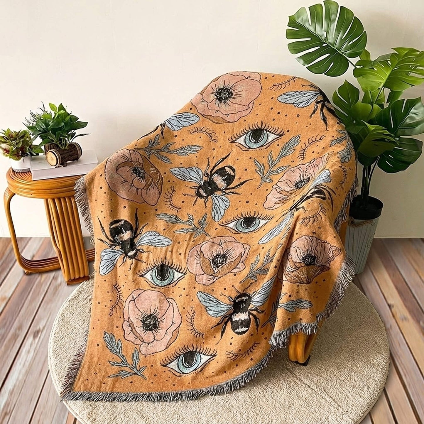 Boho Woven Throw for Sofa or Wall Hanging — Bumblebee Garden