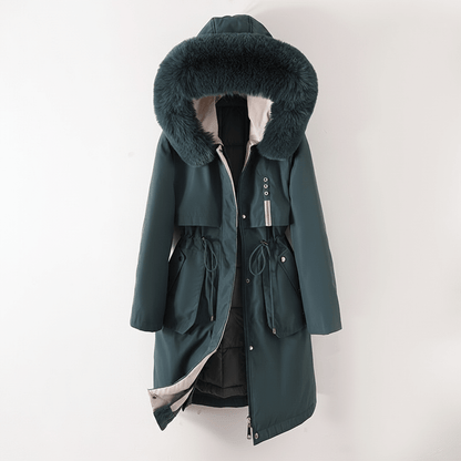 Stylish ladies' knee-length quilted parka