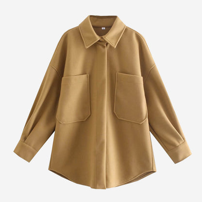 Classic Knit Blouse Autumn Winter Fresh Relaxed Fit Shirt Jacket