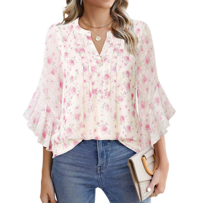 Lotus Leaf 34 Sleeve Top Solid Color Fashion (Bright & Black)