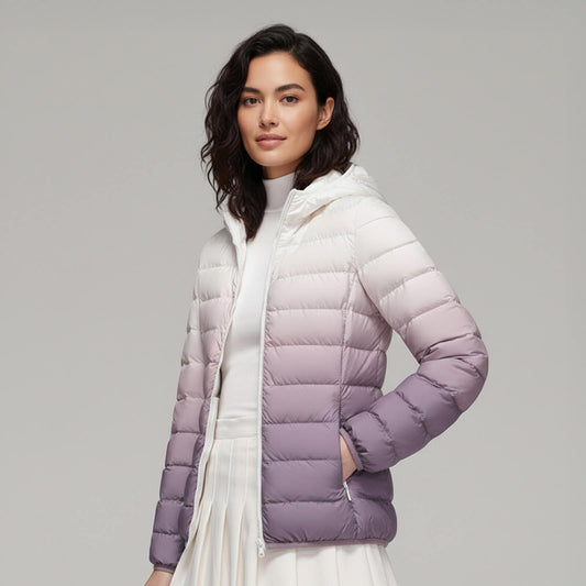 Ladies’ Lightweight Hooded Puffer Coat (Ombre, Autumn/Winter)