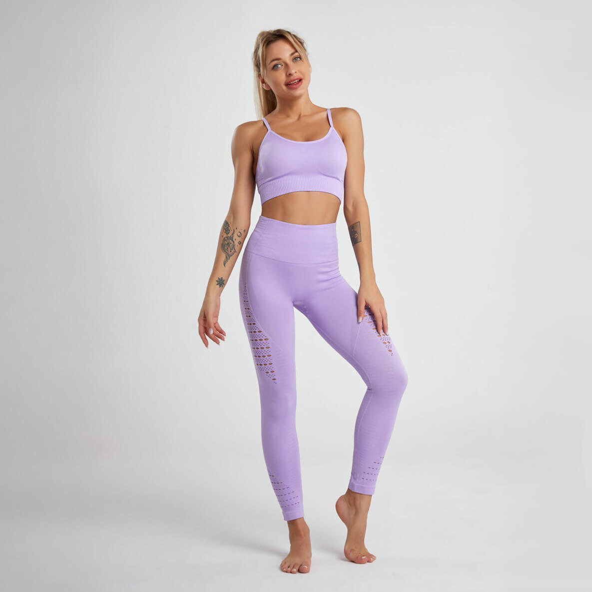 [Sets] Activewear Stretch Seamless Bralette Low Impact Gym Set