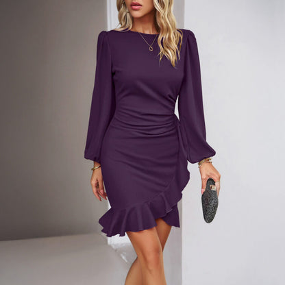 Puff Sleeve Slim Fit Mini Dress – Elegant & Chic