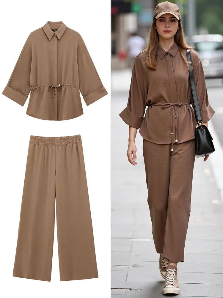 Kimono Style Brown Lounge Set
