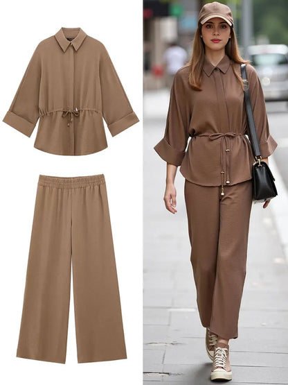 Kimono Style Brown Lounge Set