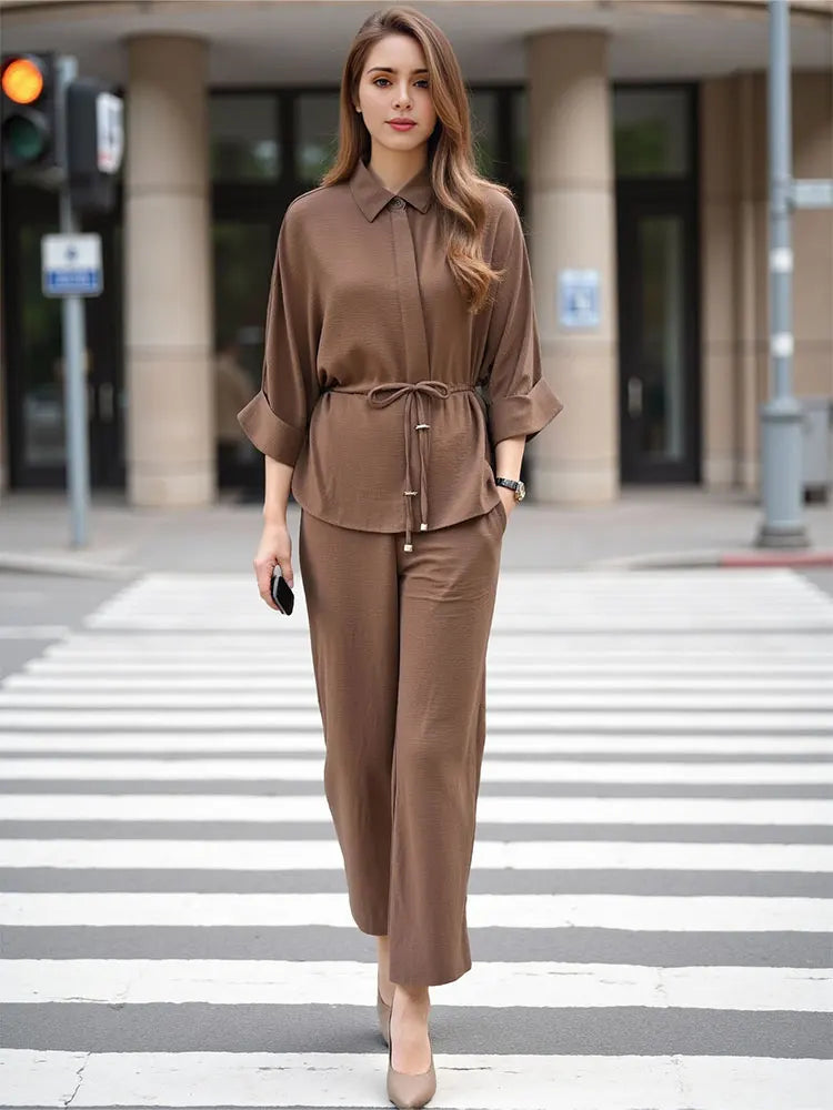 Kimono Style Brown Lounge Set